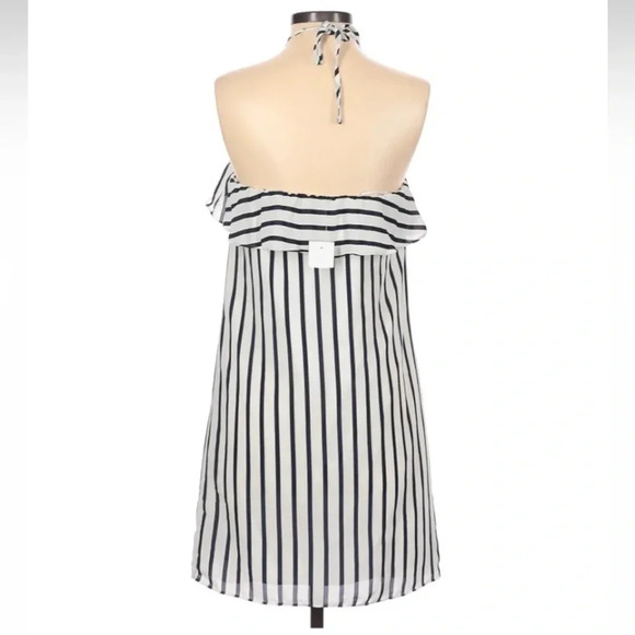 J. Crew Navy & White Striped Coastal Ruffle Summer Halter Dress Size XXS NWT - Picture 4 of 5
